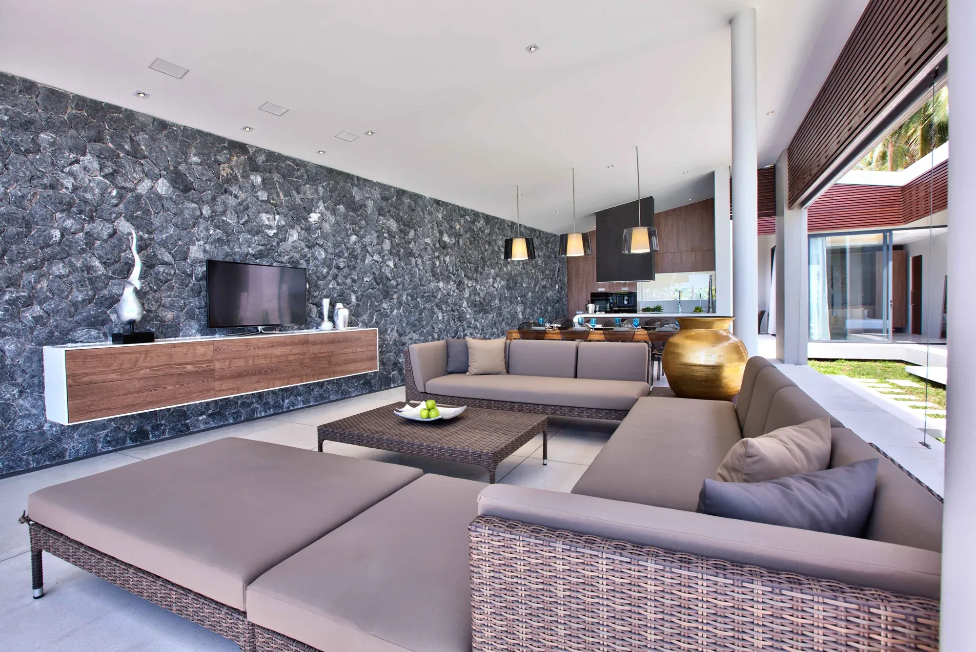 Mandalay Beach Villas — living and dining